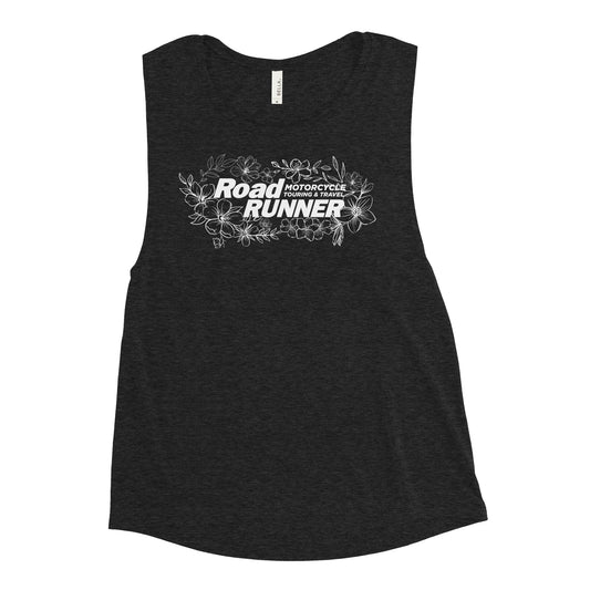 Women's White Floral Muscle Tank