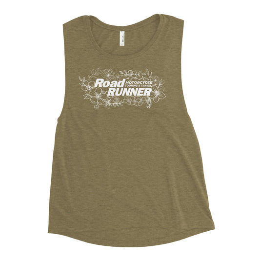 Women's White Floral Muscle Tank
